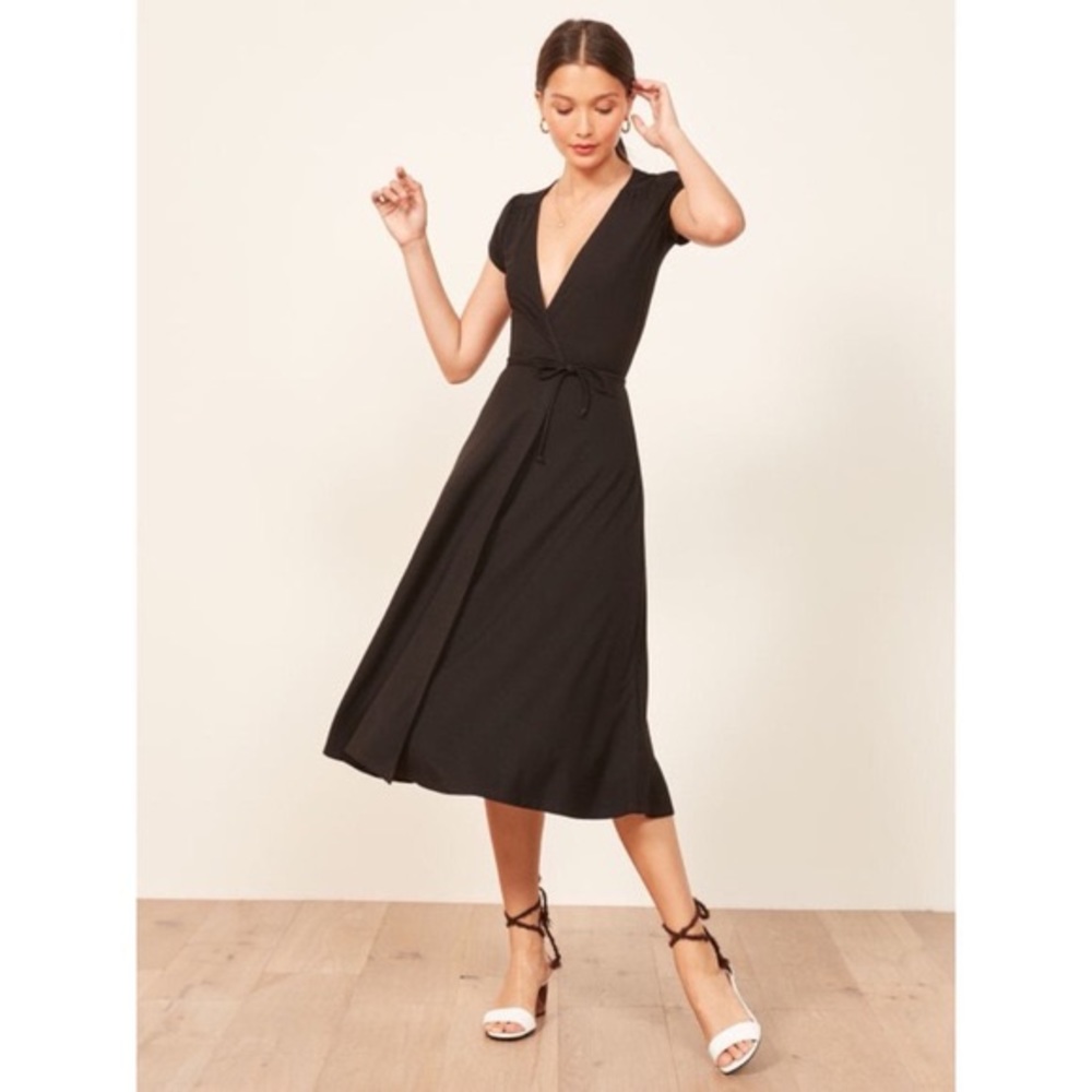 Reformation black wrap dress